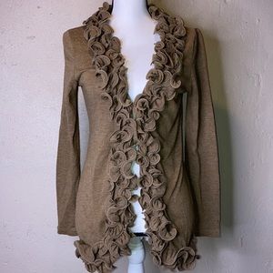 Love Culture Floral Cardigan S Small Open Front Unique Work Casual Brown Sweater